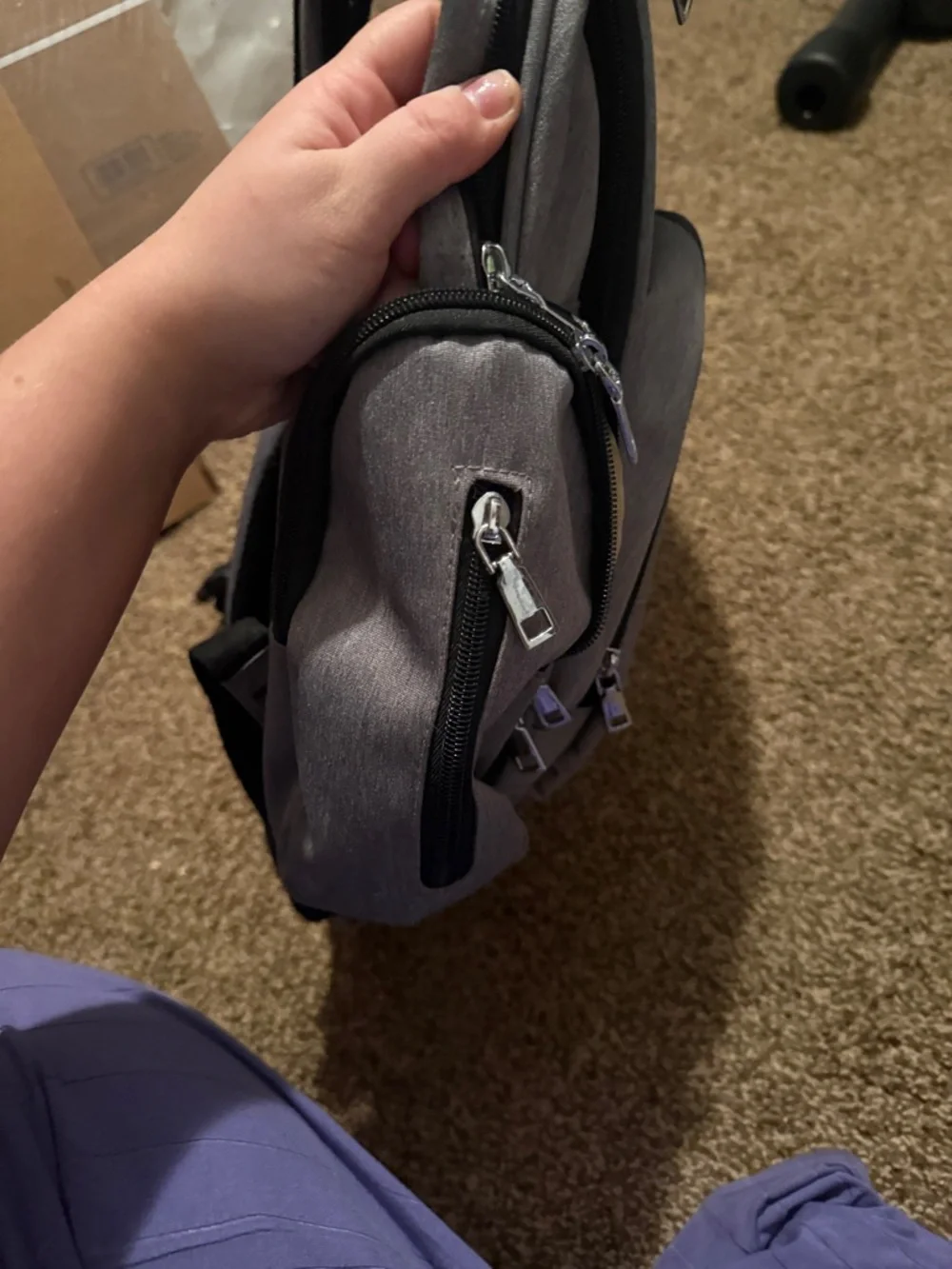 Gray Baby Bag Backpack with Orange Accent